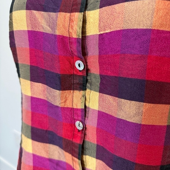 Robbie Bee 100% Silk Sleeveless Collared Button Up (Sz 14) - Picture 8 of 8